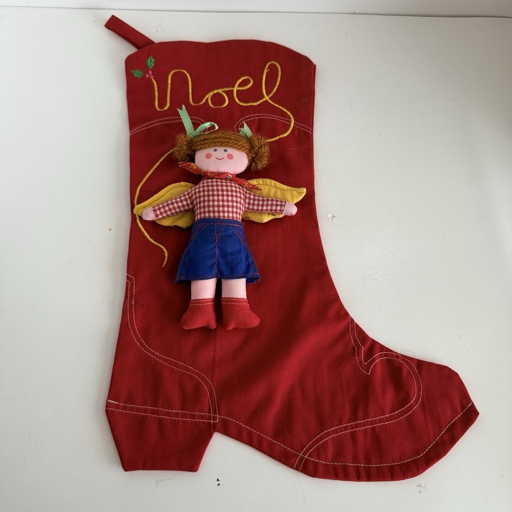 Vintage House Of Hatten 15" Christmas‎ Stocking With Angel Doll Noel Red